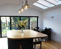 A stunning dining room build into a spacious extension.